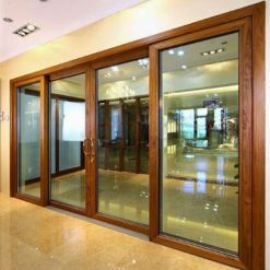 Cửa trượt nhôm Xingfa 4 cánh màu vân gỗ